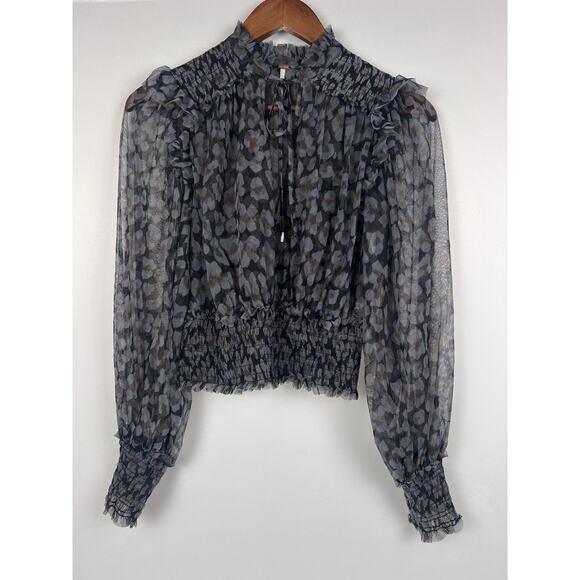 Free People Twyla Top in Printed Black Combo. Sz S - Picture 3 of 11